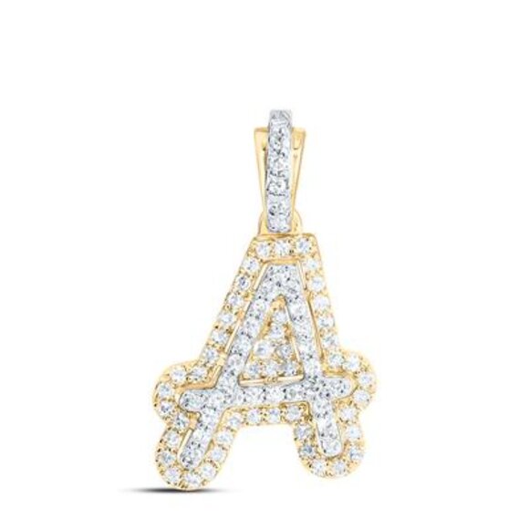 10KT Solid Yellow Gold Natural Diamond “A” Initial Pendant – FREE Appraisal Incl - Picture 3 of 7